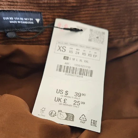 Zara Brown Corduroy Skirt - Picture 6 of 7